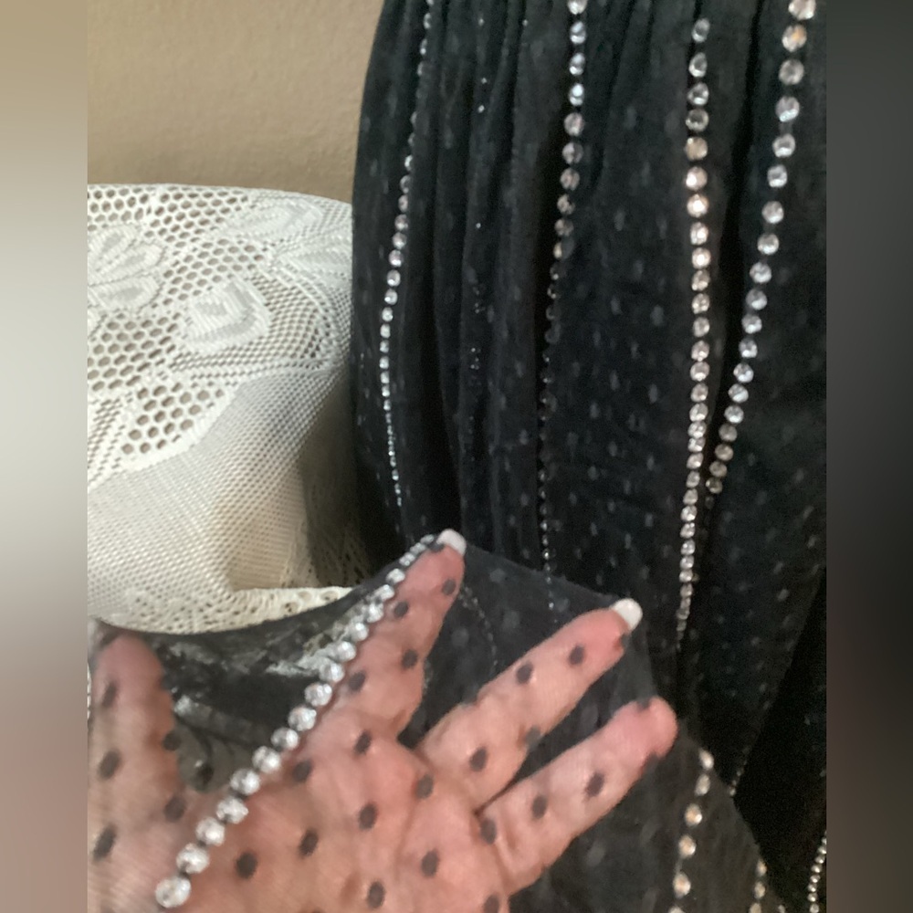 BEBE STRAPLESS BLACK/SILVER DRESS - Picture 7 of 16